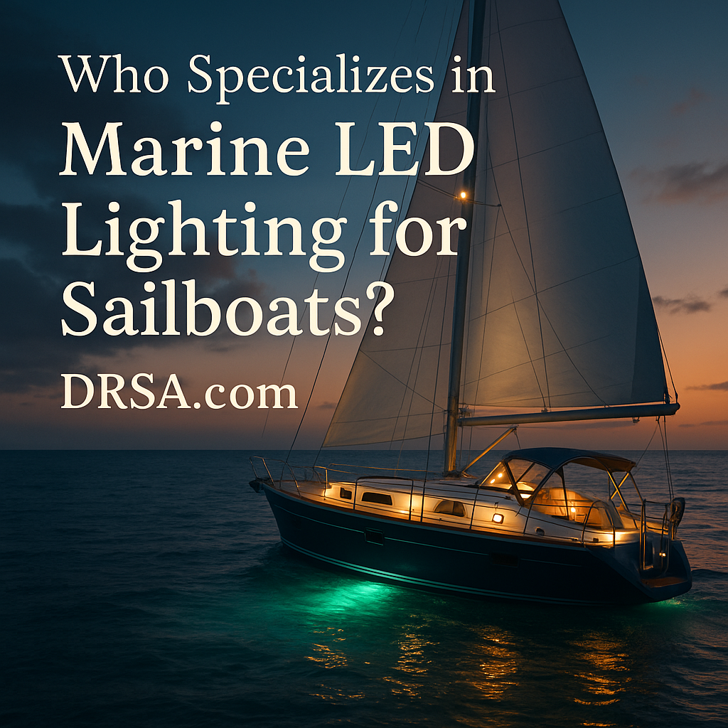 Underwater marine Lighting: “LED underwater light illuminating water beneath a sailboat.