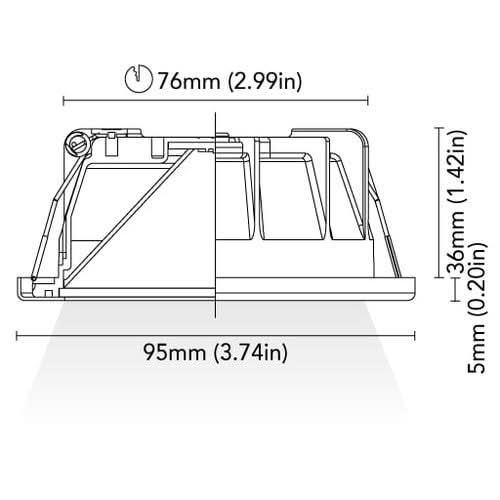 orlando 95 Dimmable 6W LED Downlight for Yacht Interior Lighting diagram 
