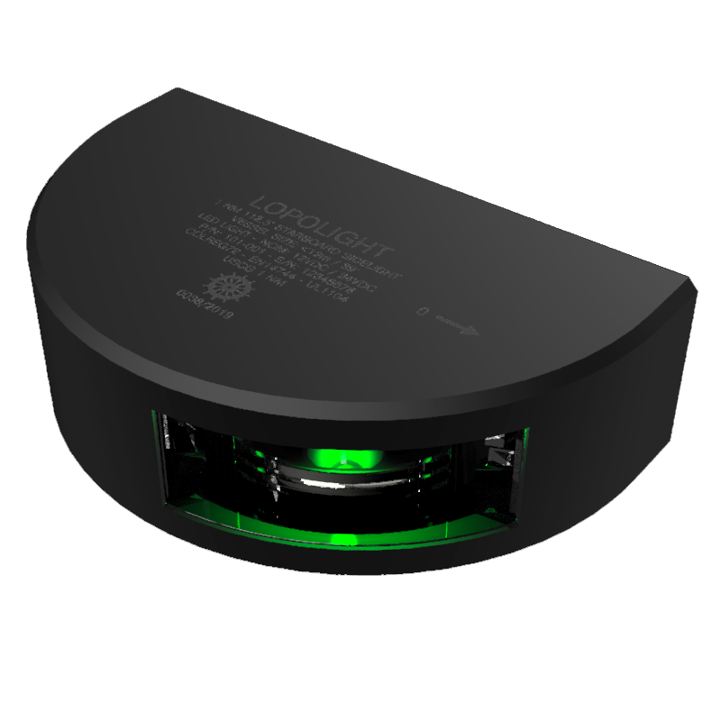 Lopolight 101-001 green starboard navigation light black finish

