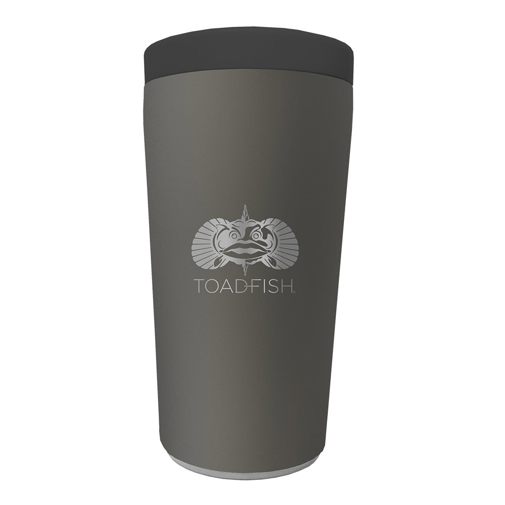 Toadfish Non-Tipping Can Cooler 2.0 in Graphite on a smooth surface with a 12oz can 5006