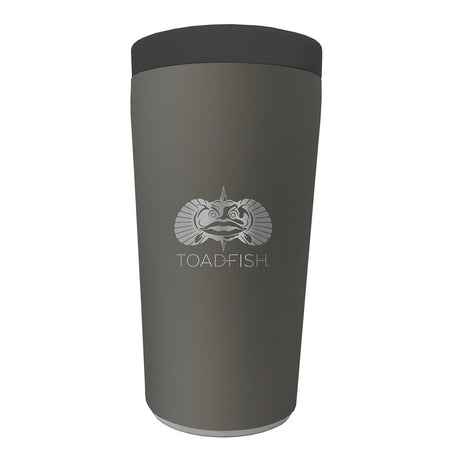 Toadfish Non-Tipping Can Cooler 2.0 in Graphite on a smooth surface with a 12oz can 5006