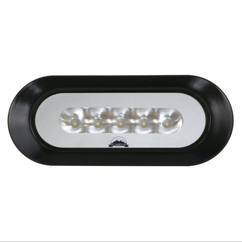 41356P Scandvik flush mount spreader light black, marine LED deck light, 1000 lumen boat light, IP65 spreader light, 12/24V marine lighting