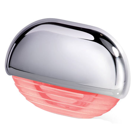 958126201 Hella Marine Easy Fit Step Lamp with red LED and chrome cap illuminating a yacht’s deck steps


