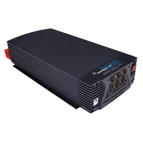 Samlex NTX-3000S-12 3000 watt pure sine wave inverter with LCD remote control mounted in a boat for reliable marine power