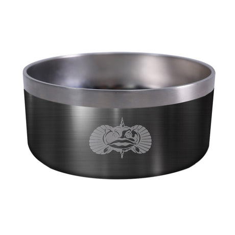 Toadfish Non-Tipping Dog Bowl in Graphite with SmartGrip Technology on a smooth surface
