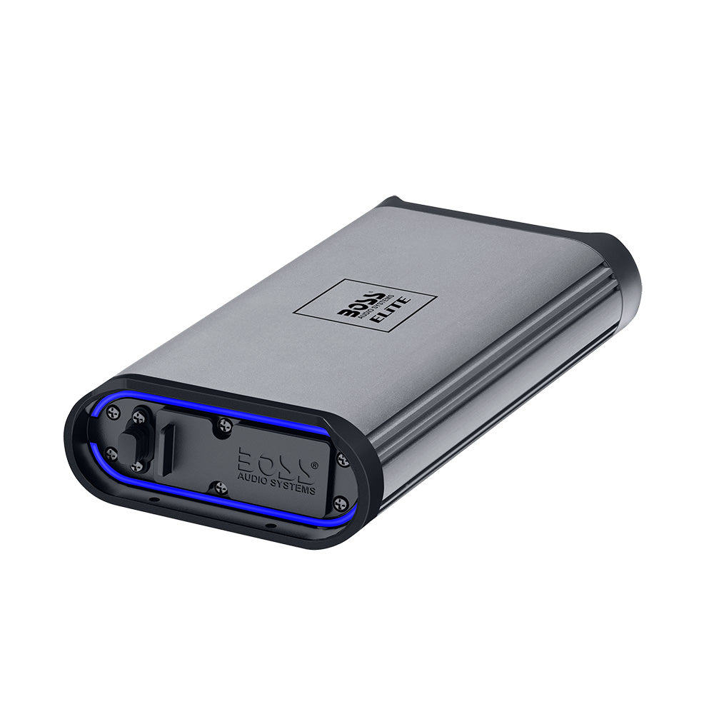 Boss Audio Elite MPD380.4 Marine Amplifier – 4 Channel 380W Class D IP66 Waterproof Amp side view


