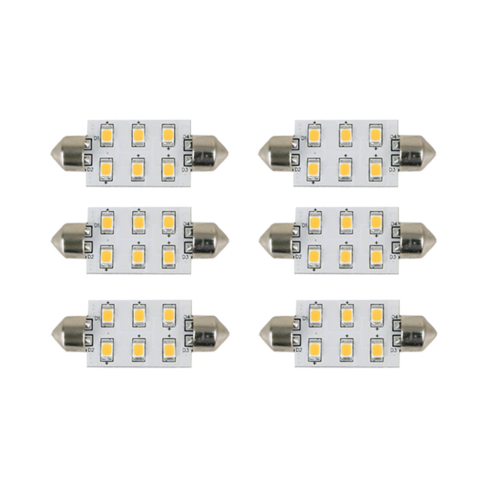 41162 Scandvik 41162 warm white LED, 37mm festoon bulb, marine LED bulb, RV lighting bulb, 12/24V festoon LED 6 pack