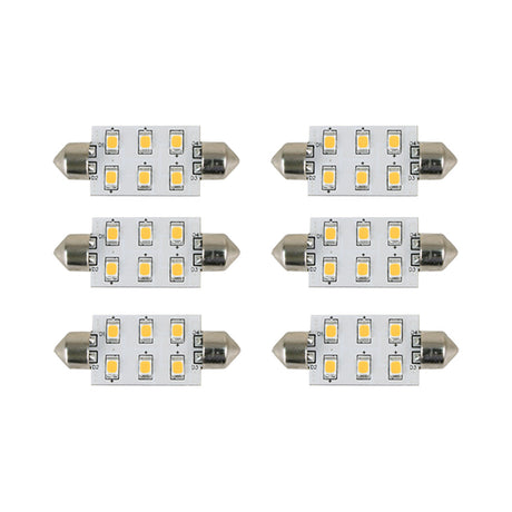 41162 Scandvik 41162 warm white LED, 37mm festoon bulb, marine LED bulb, RV lighting bulb, 12/24V festoon LED 6 pack
