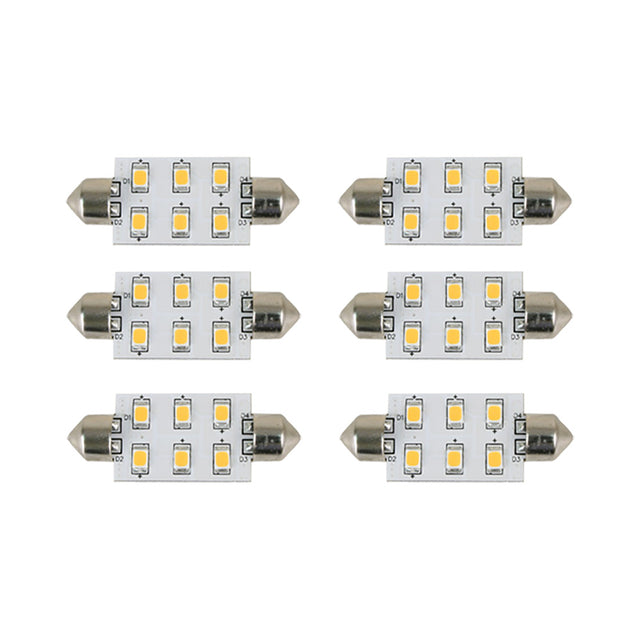 41162 Scandvik 41162 warm white LED, 37mm festoon bulb, marine LED bulb, RV lighting bulb, 12/24V festoon LED 6 pack