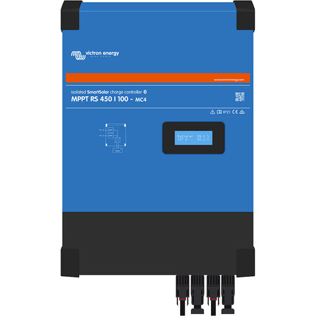 Victron SmartSolar MPPT 450/100-MC4 solar charge controller mounted on a boat for 48V battery charging