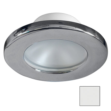 i2Systems Apeiron A3101Z LED downlight, cool white marine LED light, brushed nickel screw-mount light, IP67 waterproof boat light, low-profile cockpit LED
