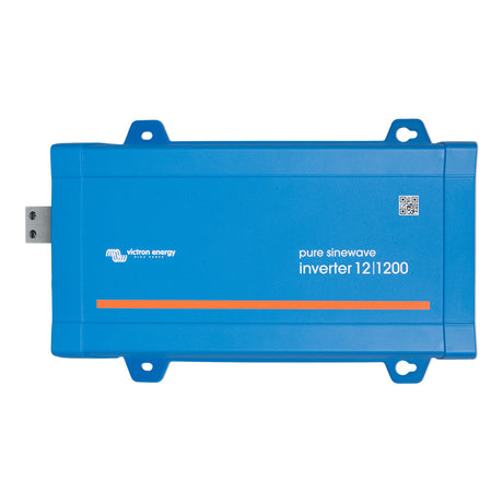 PIN122122510 Victron Phoenix Inverter 12/1200 mounted with GFCI outlet in a compact marine or RV battery system