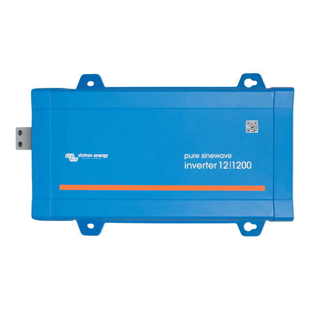 PIN122122510 Victron Phoenix Inverter 12/1200 mounted with GFCI outlet in a compact marine or RV battery system
