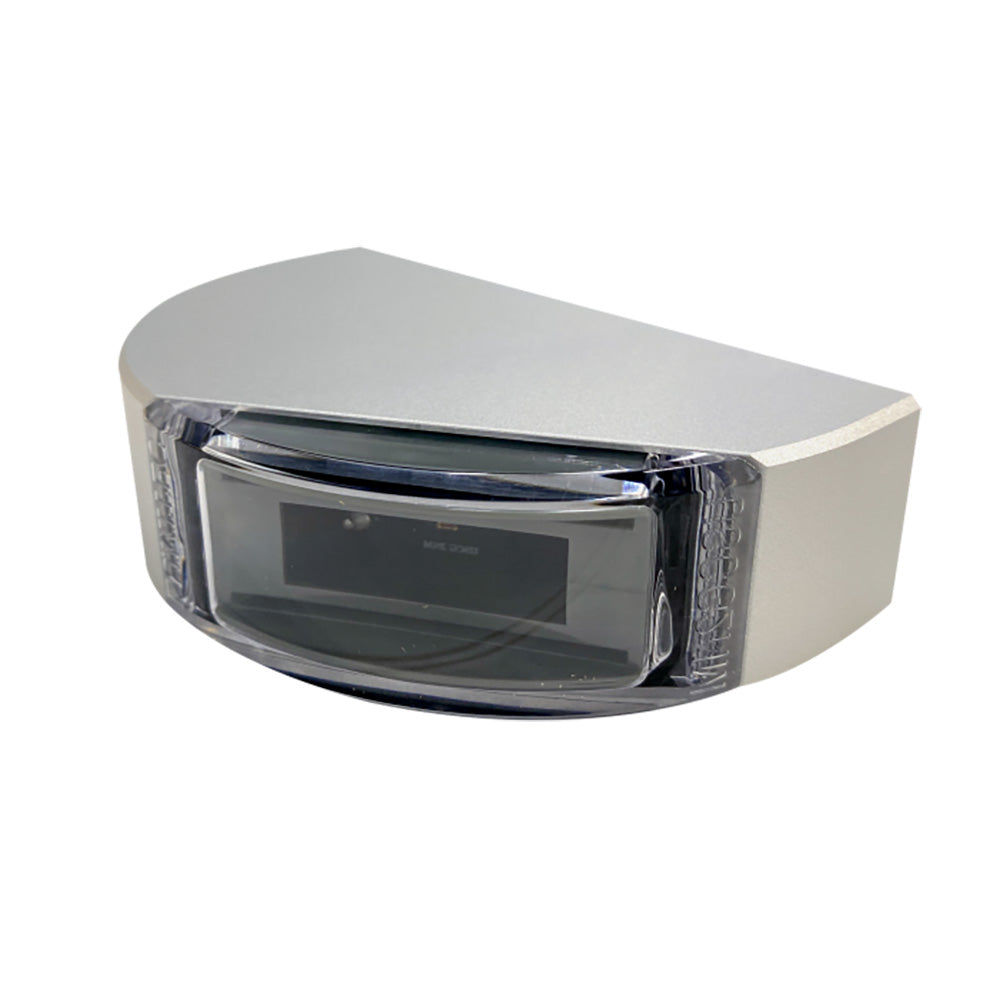 101835 lumitec aluminum port light vertical 
Green LED light on a white background