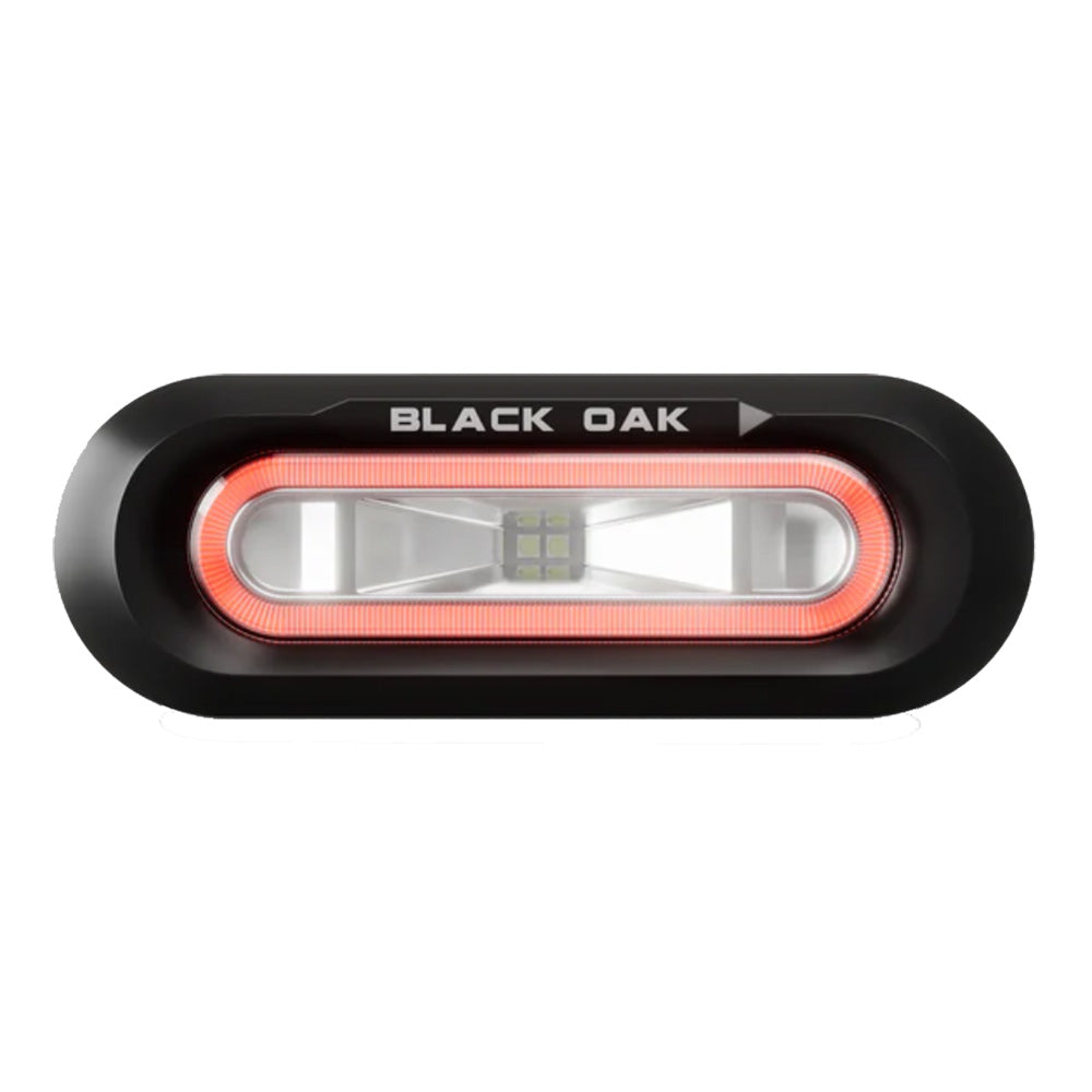 Black Oak flush spreader light with red LED halo

