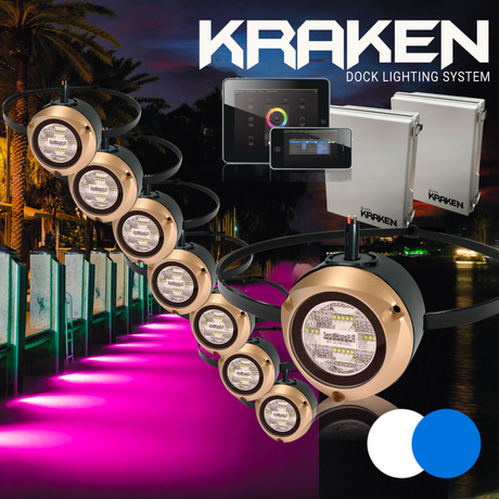 Lumitec Kraken Underwater Dock Light System - Full Kit with 8 Lights
Blue white led