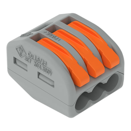 WAGO 222-413 3-conductor splicing connector close-up

