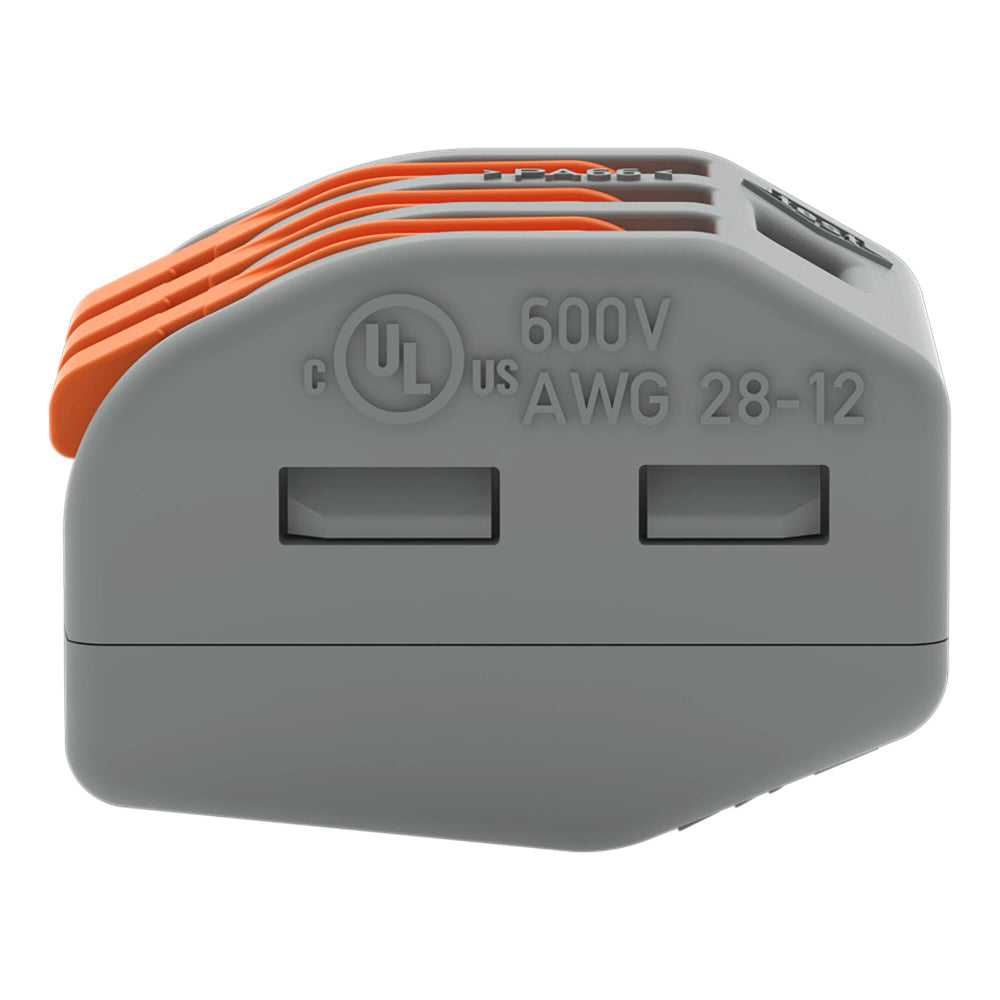 Gray housing WAGO 3-wire connector side view

