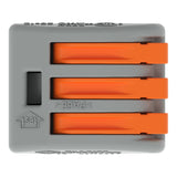 Gray housing WAGO 3-wire connector top view

