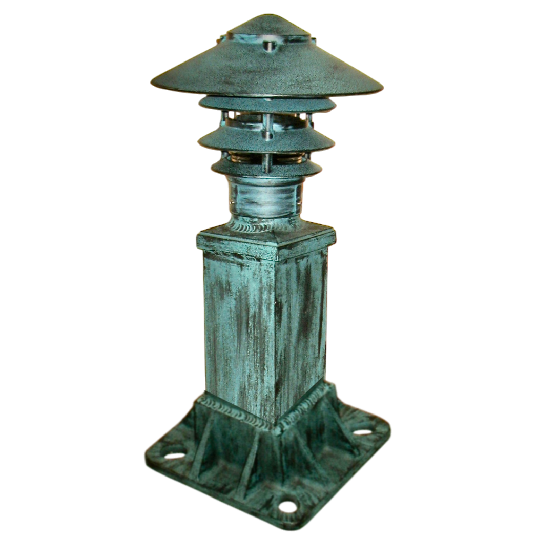 Patina finish marine-grade square post dock light

