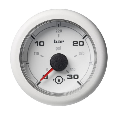 Veratron 52MM 2116 OceanLink Transmission Oil Pressure Gauge  30 Bar440 PSI  White Dial  Bezel A2C1066050001
