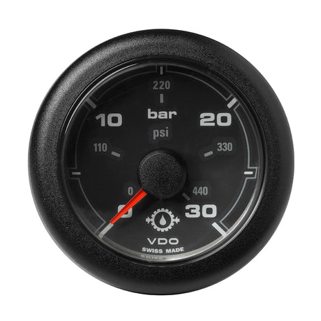 Veratron 52MM 2116 OceanLink Transmission Oil Pressure Gauge  30 Bar440 PSI  Black Dial  Bezel A2C1066040001