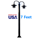 Black Aluminum Round Post with Double LED Pagoda Dock Light 7 feet no background