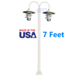 White Aluminum Round Post with Double LED Pagoda Dock Light 7 feet 