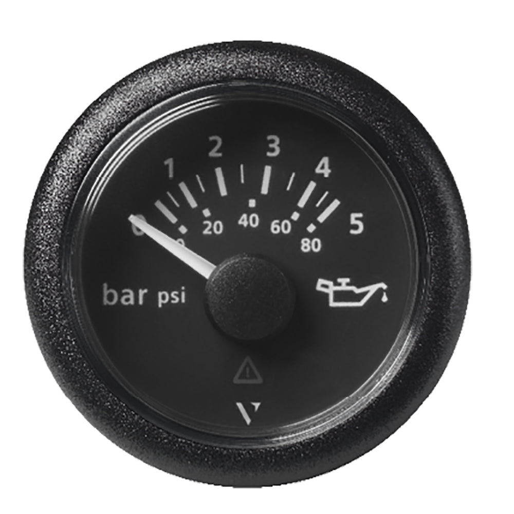 Veratron 52 MM 2116 ViewLine Oil Pressure Gauge 5 Bar80 PSI  Black Dial  Round Bezel A2C59514123