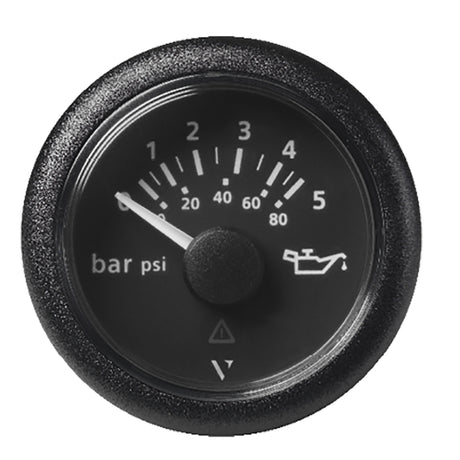 Veratron 52 MM 2116 ViewLine Oil Pressure Gauge 5 Bar80 PSI  Black Dial  Round Bezel A2C59514123