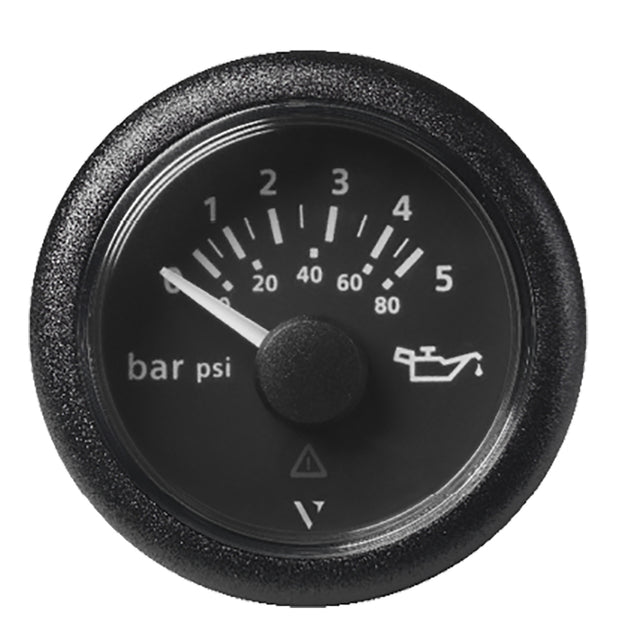 Veratron 52 MM 2116 ViewLine Oil Pressure Gauge 5 Bar80 PSI  Black Dial  Round Bezel A2C59514123