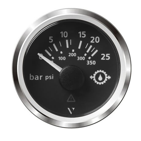 Veratron 52MM 2116 ViewLine Transmission Oil Pressure 25 Bar350 PSI  Black Dial  Chrome Triangular Bezel A2C59514137