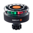 342-1 Navisafe Navilight Tricolor 2NM with Navibolt Base and Rail Mount secured to a sailboat railing

