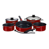 Magma Nestable 10 Piece Induction NonStick Enamel Finish Cookware Set  Magma Red A10366MR2IN