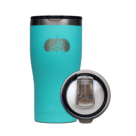 Toadfish Non-Tipping 20oz Tumbler in Teal on a smooth surface.