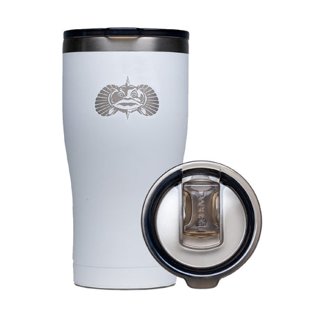 Toadfish Non-Tipping 20oz Tumbler in White on a smooth surface.