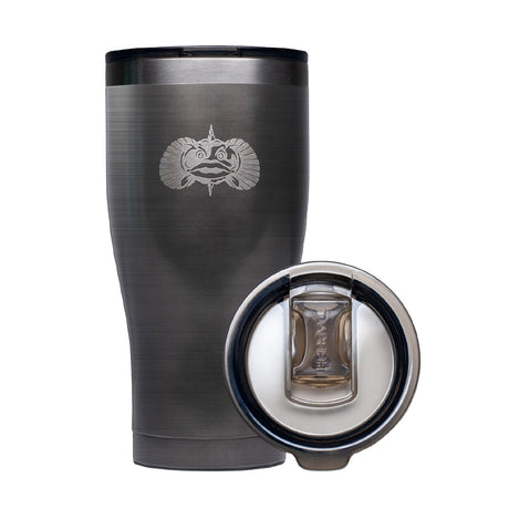 Toadfish Non-Tipping 20oz Tumbler in Graphite on a smooth surface