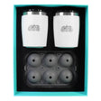 Toadfish Non-Tipping 10oz White Rocks Tumblers with Ice Ball Tray on a smooth surface