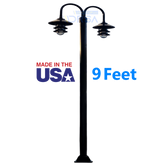 Gloss black Aluminum Round Post with Double LED Pagoda Dock Light 9 feet 