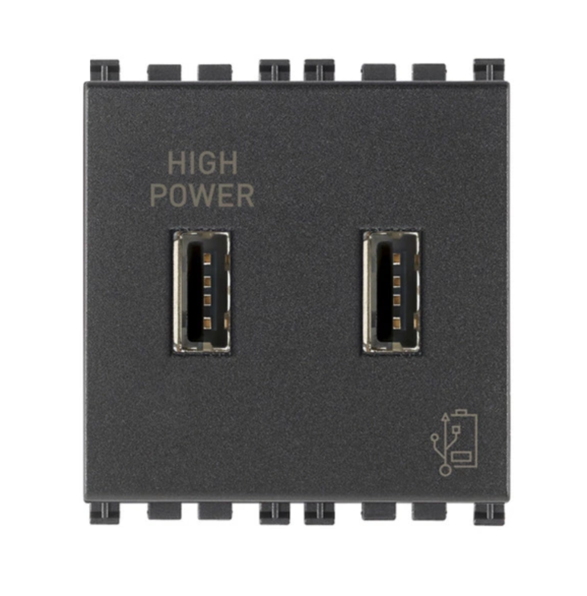Vimar Arké 19295 USB Charging Outlet – Dual USB-A, 2.1A, 120/230V
