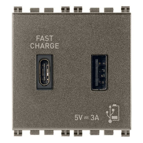 Vimar Arké 19295 USB Charging Outlet – Dual USB-A, 2.1A, 120/230V