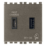 Vimar Arké 19295 USB Charging Outlet – Dual USB-A, 2.1A, 120/230V