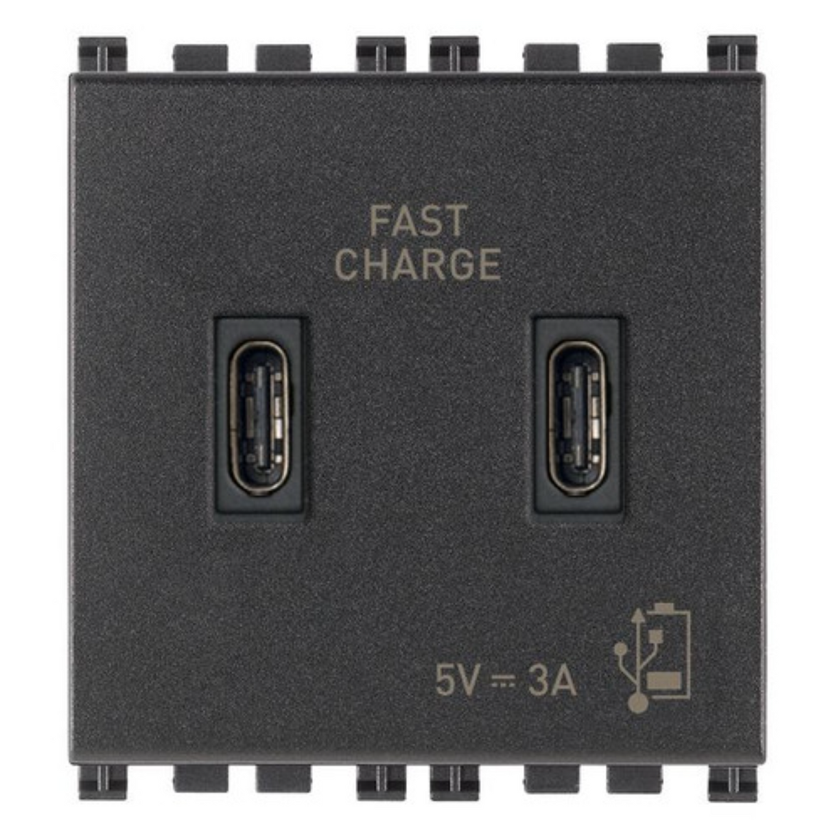Vimar Arké 19295 USB Charging Outlet – Dual USB-A, 2.1A, 120/230V