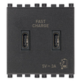 Vimar Arké 19295 USB Charging Outlet – Dual USB-A, 2.1A, 120/230V