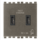 Vimar Arké 19295 USB Charging Outlet – Dual USB-A, 2.1A, 120/230V