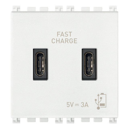 Vimar Arké 19295 USB Charging Outlet – Dual USB-A, 2.1A, 120/230V