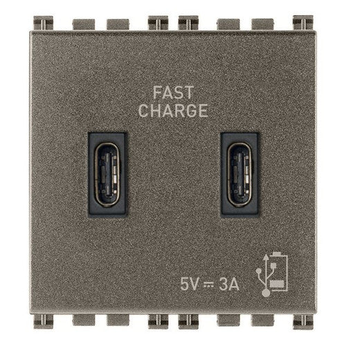 Vimar Arké 19295 USB Charging Outlet – Dual USB-A, 2.1A, 120/230V