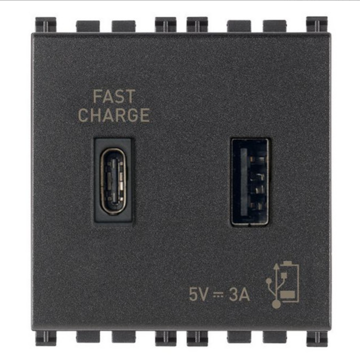 Vimar Arké 19295 USB Charging Outlet – Dual USB-A, 2.1A, 120/230V