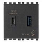 Vimar Arké 19295 USB Charging Outlet – Dual USB-A, 2.1A, 120/230V