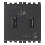 Vimar Arké 19295 USB Charging Outlet – Dual USB-A, 2.1A, 120/230V